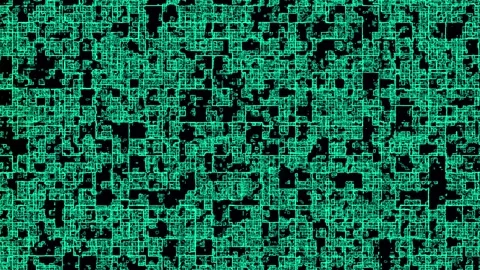 Abstract Digital Pattern With Green Particles Moving In A Dark Black Backgr.. Stock Footage 342507155