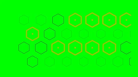 Abstract digital pattern of orange and black hexagons on green background Stock Footage 340267952