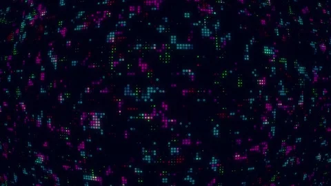 Abstract digital pattern with pink and blue pixelated lights on dark background Stock Footage 316740797