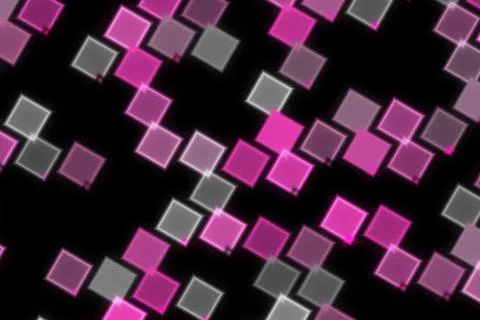 Abstract digital pattern with pink and gray squares on black Stock Illustration