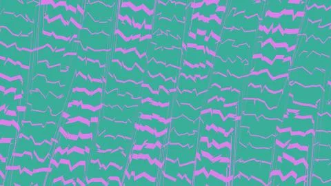Abstract digital pattern with pink waves on green background 스톡 일러스트