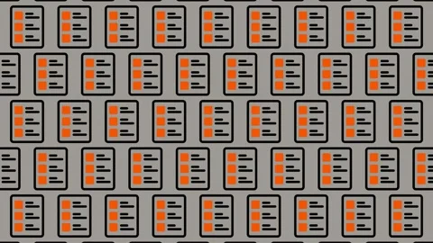 Abstract Digital Pattern of Repeating Orange and Grey Rectangles. Stock Footage 325387374