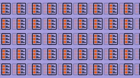 Abstract Digital Pattern of Repeating Orange and Blue Rectangles on a Purpl.. Stock Footage 325387379