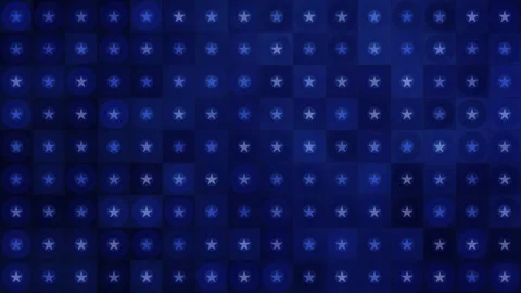 Abstract digital pattern of repetitive grid of glowing blue stars within Stock Footage 333801632