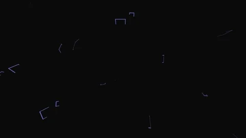 Abstract digital pattern of small glowing blue geometric shapes on black Video stock 335117196