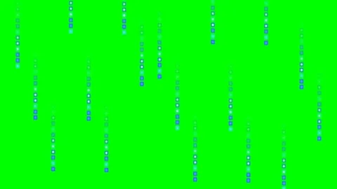 Abstract digital pattern of vertical blue light streaks on a green background Stock Footage 340266061