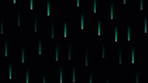 Abstract digital pattern of vertical teal gradient bars on a black background Video stock 338311245