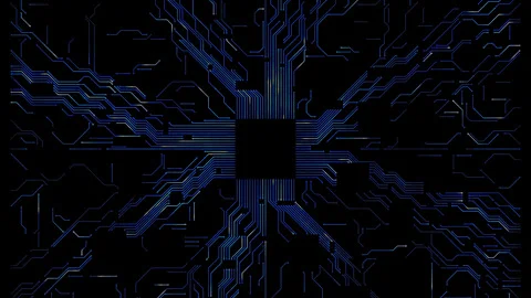 Abstract digital patterns on a futuristic technological background with blue Stock Footage 339032175