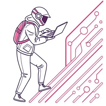 Abstract Digital Patterns: Neon Lines and Futuristic Tech Backgrounds Illustrazione stock