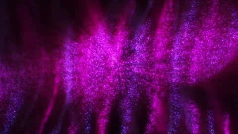 Abstract digital pink dynamic waves emitting .bright rays of particle light Stock Footage 303585656