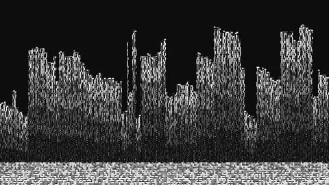 Abstract Digital Pixel Art Cityscape Stock Illustration