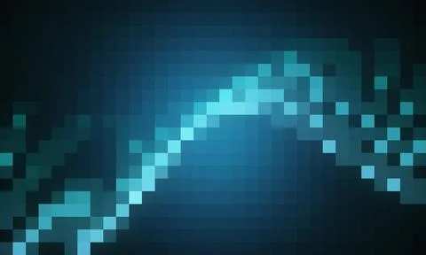 Abstract digital pixel art design with glowing blue light effect Stock Illustration