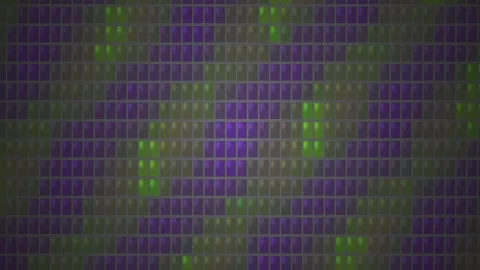 Abstract digital pixel grid background with moving purple and green LED lig.. Stock Footage 346326553