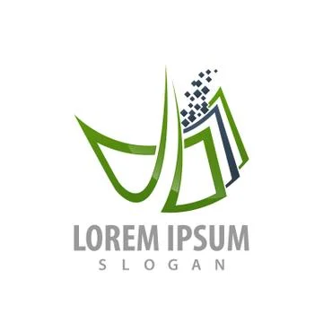 Abstract digital pixel logo concept design. Symbol graphic template element v Stock Illustration