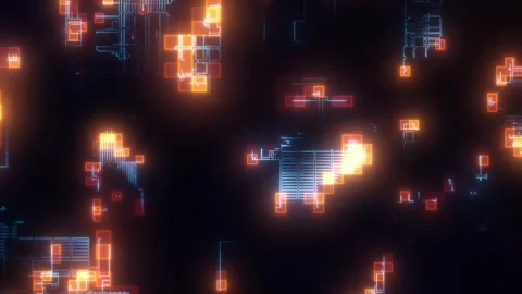 Abstract Digital Pixel Network Stock Footage 141567343