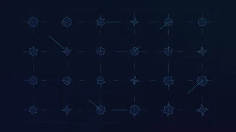 Abstract digital pixel pattern loop with glowing blue shape elements Stock Footage 346735838