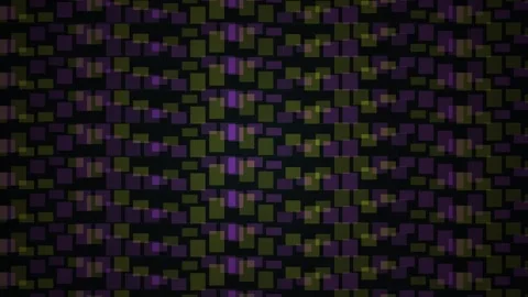 Abstract digital pixel pattern with moving purple and yellow glowing blocks. Stock Footage 346326609