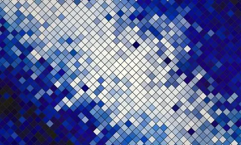 Abstract digital pixel shiny square pattern bright blue background. Stock Illustration
