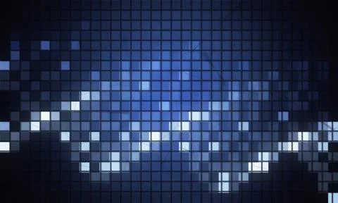 Abstract digital pixelated blue light pattern on transparent background Stock Illustration