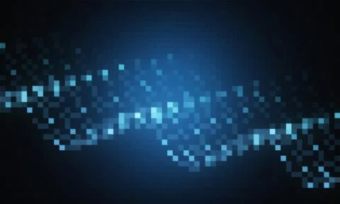 Abstract digital pixelated light pattern glowing with blue tones Stock Illustration