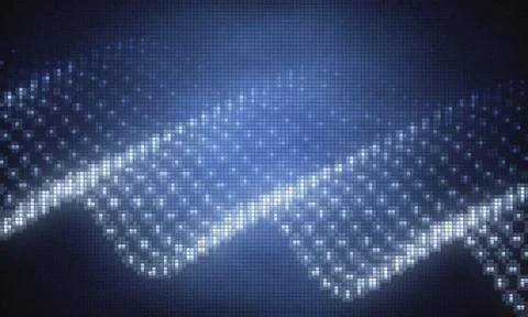 Abstract digital pixelated light pattern on dark background design Stock Illustration