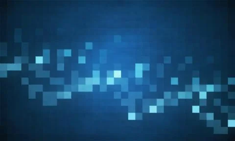 Abstract digital pixelated light pattern on gradient blue background design Stock Illustration