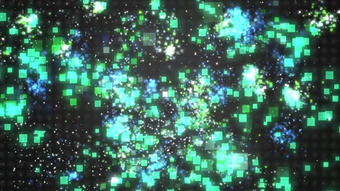 Abstract Digital Pixels Glow Exploding Patterns Video stock 301717927