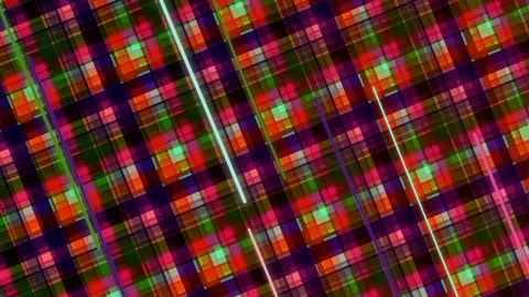 Abstract Digital Plaid Grid with Glowing Diagonal Lines Vidéo 332787487