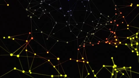 Abstract digital plexus colorful dots connection network animation loop.Video Video stock 336303067