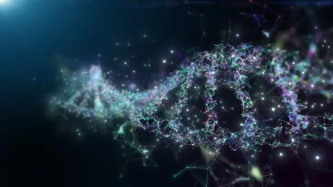Abstract digital plexus DNA molecule, Blue background. Stock Footage 311294759