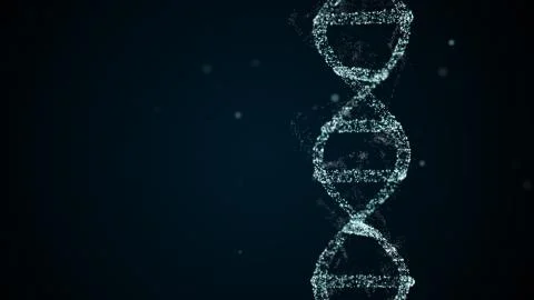 Abstract digital plexus DNA molecule out of space dust in blue. Stockillustratie