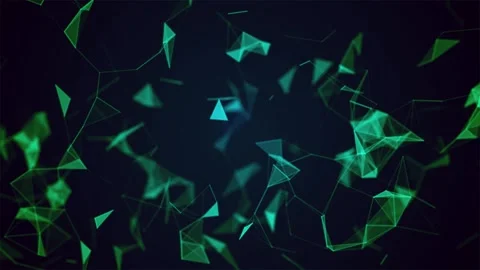 Abstract digital plexus network background, with floating green, geometric .. Video stock 347304919