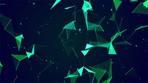 Abstract digital plexus network background, with moving green, geometric tr.. Video stock 347304985