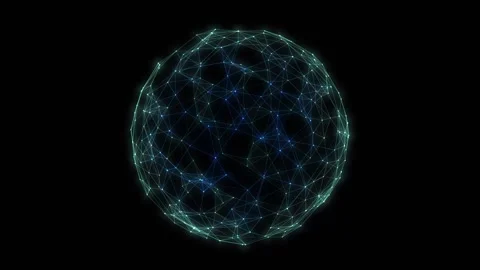 Abstract Digital Plexus Sphere Rotating on Black Background Stock Footage 345300793