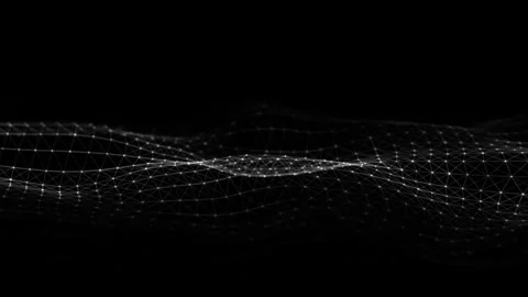 Abstract digital plexus wave motion with white lines on black backdrop. Stock Footage 344993674