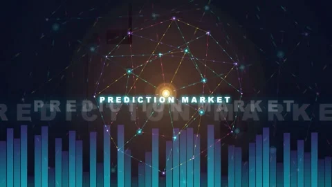 Abstract Digital Prediction Market Visualization with Glowing Network Nodes and 動画素材 343863562