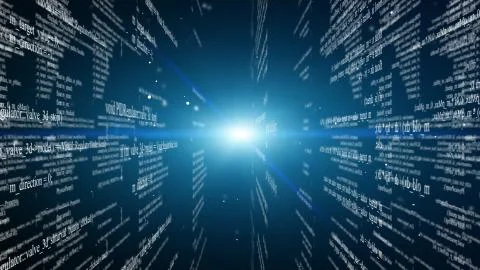 Abstract digital program code in blocks on a black background 스톡 일러스트