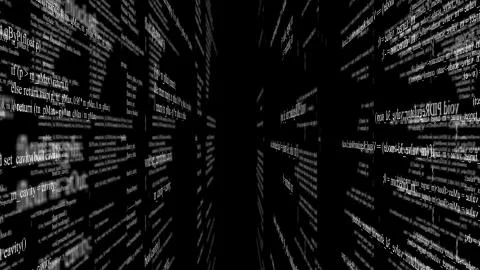 Abstract digital program code in blocks on a black background 스톡 일러스트