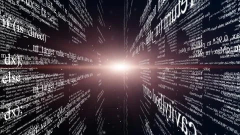 Abstract digital program code in blocks on a black background 스톡 일러스트