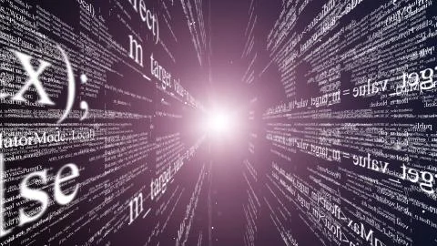 Abstract digital program code in blocks on a black background 스톡 일러스트