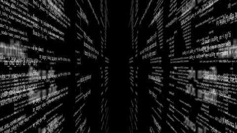 Abstract digital program code in blocks on a black background Illustrazione stock