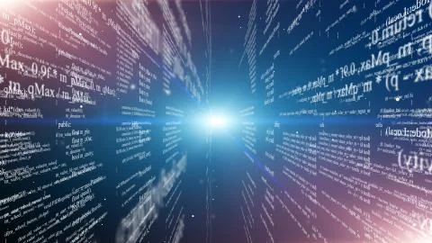 Abstract digital program code in blocks on a black background Illustrazione stock