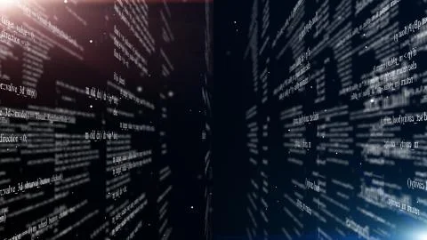 Abstract digital program code in blocks on a black background 스톡 일러스트