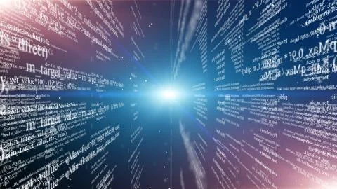 Abstract digital program code in blocks on a black background 스톡 일러스트