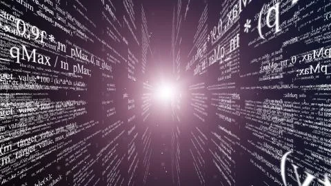 Abstract digital program code in blocks on a black background 스톡 일러스트