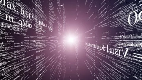 Abstract digital program code in blocks on a black background 스톡 일러스트