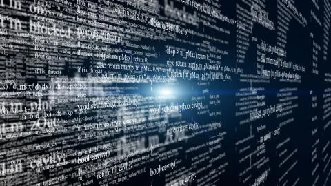 Abstract digital program code in blocks on a black background Illustrazione stock