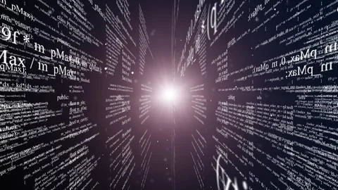 Abstract digital program code in blocks on a black background イラスト素材