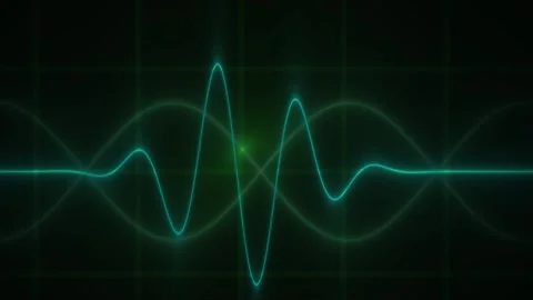 Abstract Digital Pulse Waveform Animation on Dark Grid Background. Stock Footage 340510512