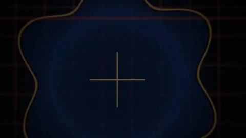 Abstract Digital Pulsing Waveform Animation with Glowing Crosshair Overlay. Stock Footage 340510539